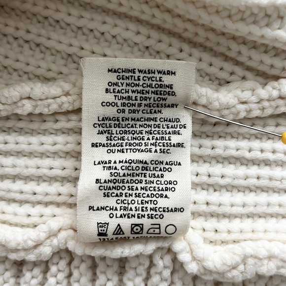 J BRAND Soft Cream Ivory Rolled Collar Raglan Cropped Knit Sweater - XS - Picture 8 of 11